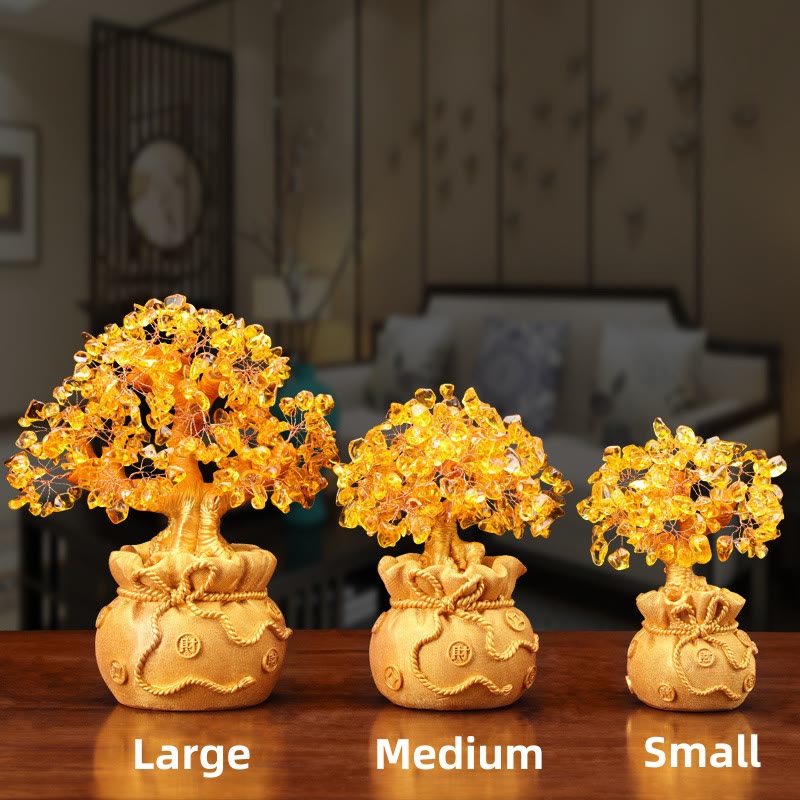 Natural Citrine Money Tree Gemstone Ornament - Feng Shui for Prosperity