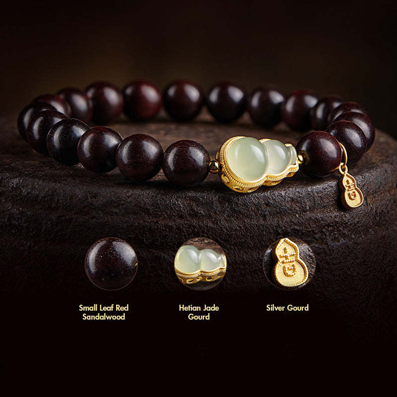 Small Leaf Red Sandalwood Gourd Jade Calm Relaxation Bracelet