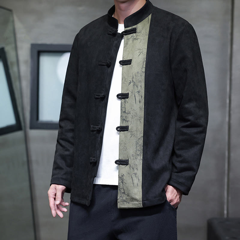 Men's Frog-button Tang Suit Bamboo Corduroy Cotton Jacket Shirt
