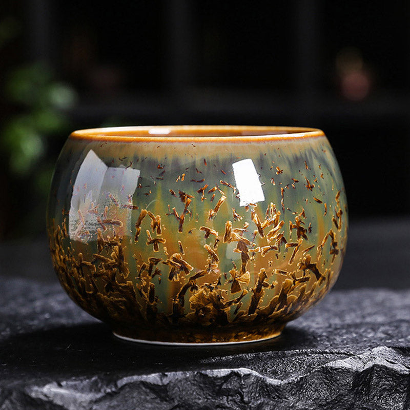 Colorful Brown Ceramic Teacup Kung Fu Tea Cup Bowl