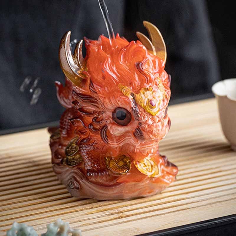 Color Changing Small Kirin Resin Tea Pet Home Figurine Decoration
