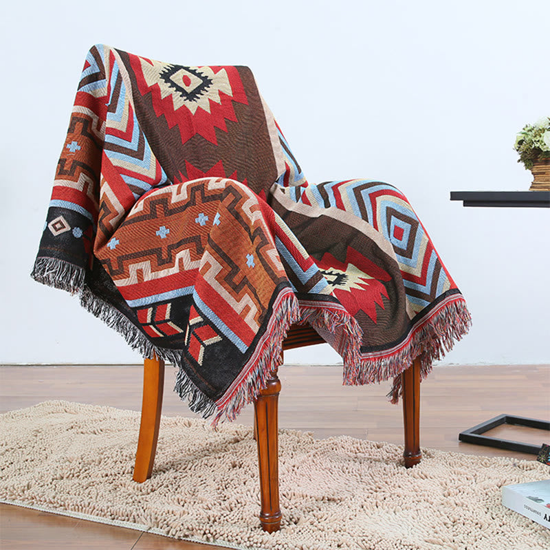 Tibetan Geometric Hand-Dyed Craftsman Blanket