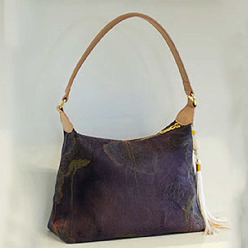 Lotus Bamboo Crane Deer Butterfly Mountain Xiangyunsha Silk Song Brocade Crossbody Bag Shoulder Bag