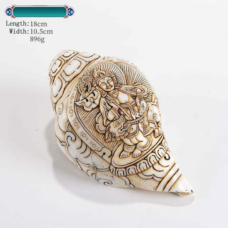 Tibetan Handmade Engraved Shankha mystic zen Avalokitesvara Conch Shell Wealth Decoration