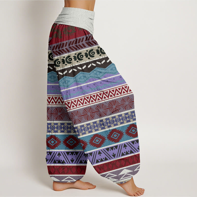 Bohemian Striped Totem Pattern Women's Elastic Waist Harem Pants