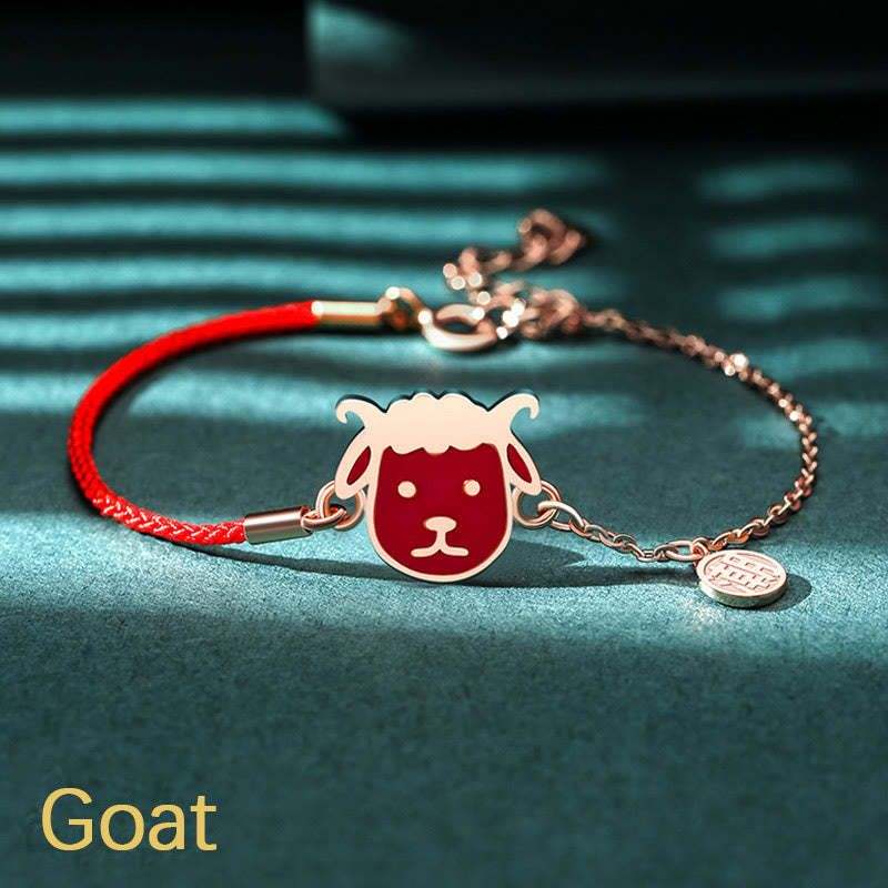 925 Sterling Silver Color-changing Chinese Zodiac Luck Protection Red String Chain Bracelet