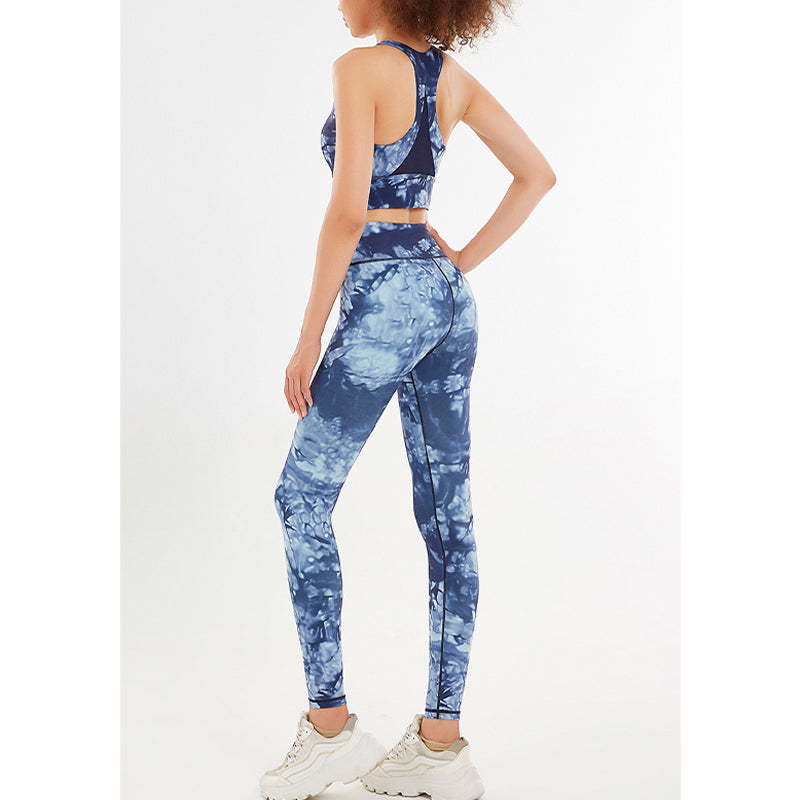 2Pcs Floral Flowers Print Crop Tank Top Pants Sports Gym Outfits Fitness Yoga Women's Yoga Sets