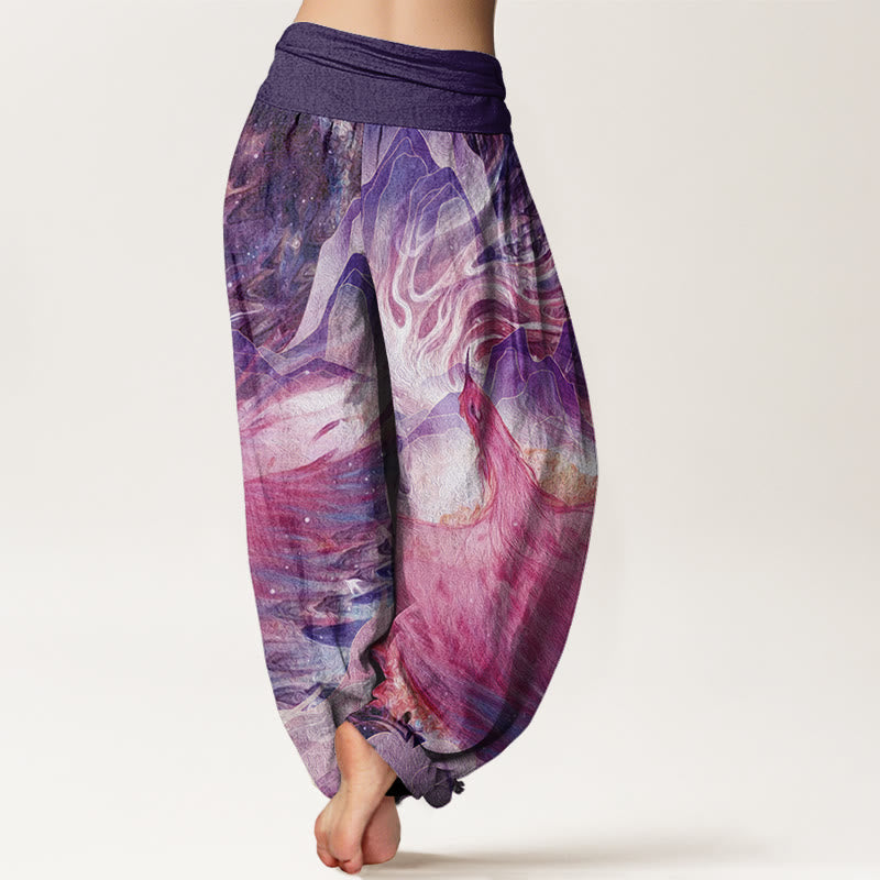 Mythical Creature Pattern Women's Elastic Waist Harem Pants