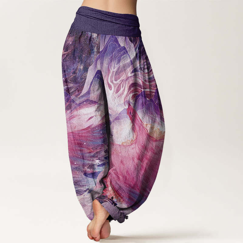 Mythical Creature Pattern Women's Elastic Waist Harem Pants