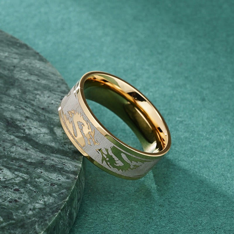 Dragon Carved Protection Strength Titanium Steel Ring