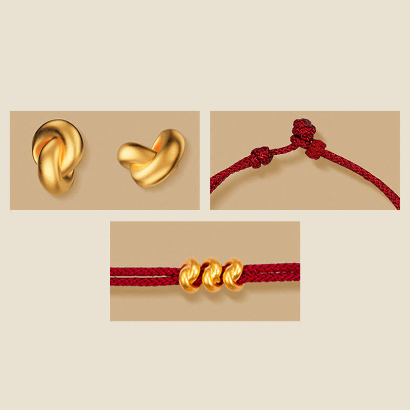 999 Gold Wish Knot Design Handmade Luck?Braided Rope Bracelet