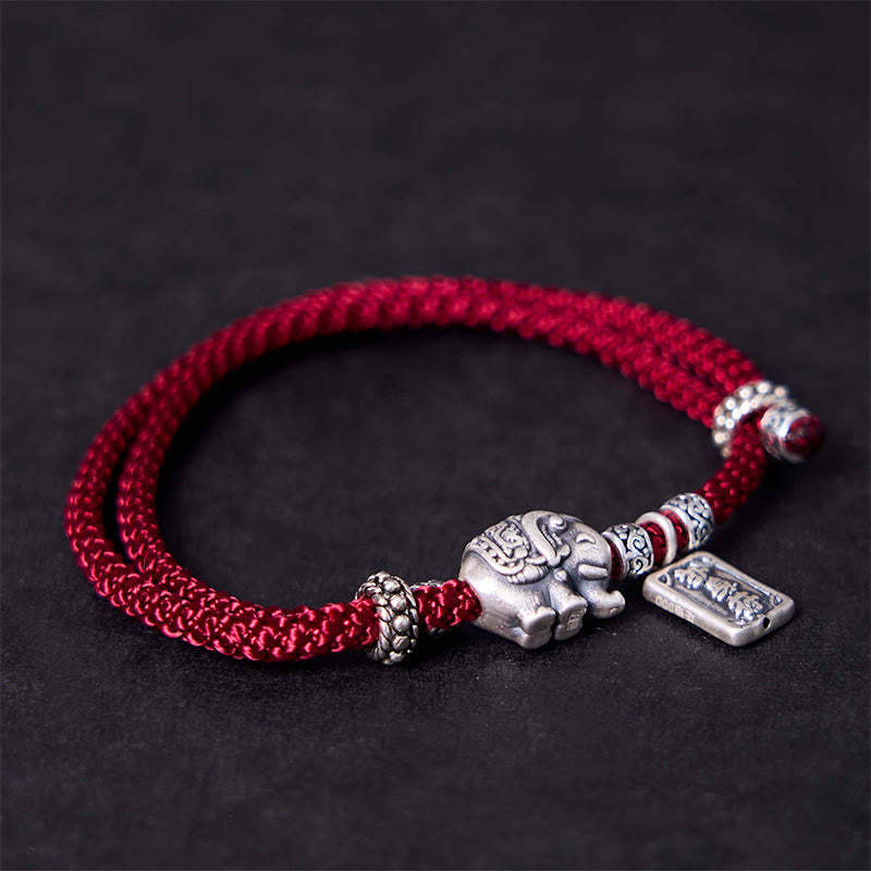 925 Sterling Silver Elephant Safe And Well Amulet Charm Strength Bracelet