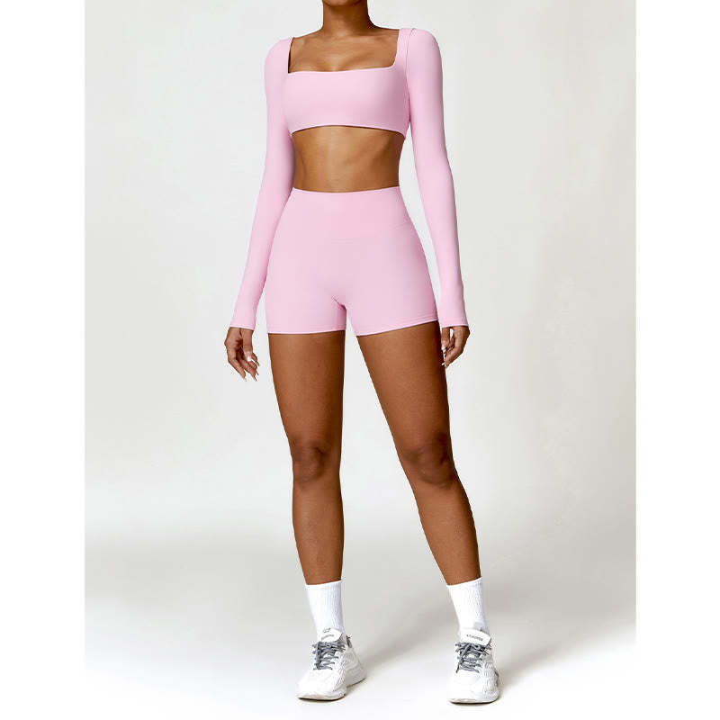 Gym Sports Yoga Backless Bra Crop Tank Top Shorts