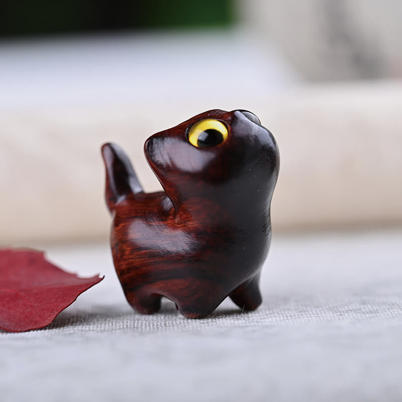 Green Sandalwood Ebony Wood Sandalwood Small Leaf Red Sandalwood Mini Lucky Cat Peace Decoration