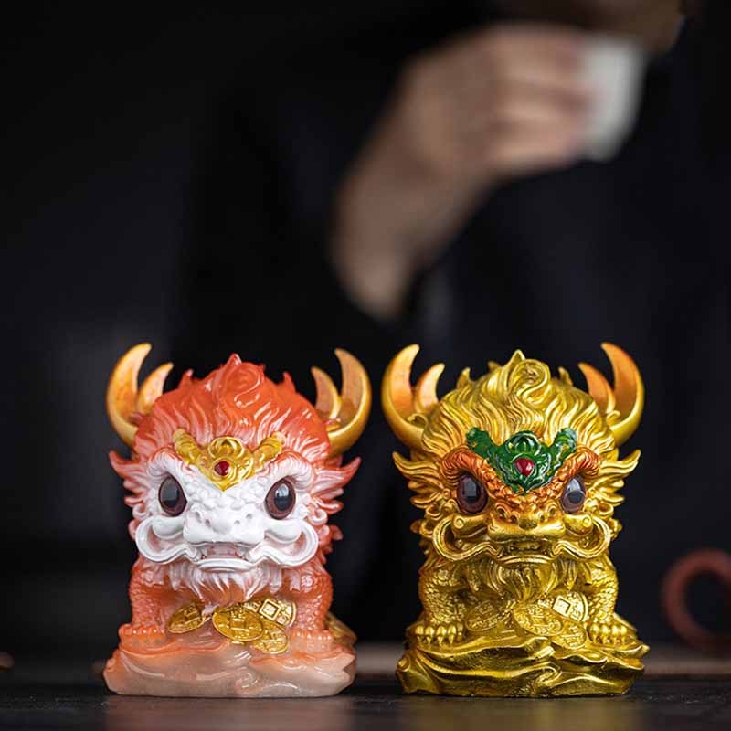 Color Changing Small Kirin Resin Tea Pet Home Figurine Decoration