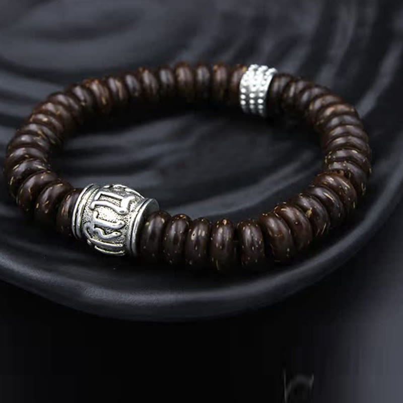 Natural Tibetan Coconut Shell Om Mani Padme Hum Positive Bracelet