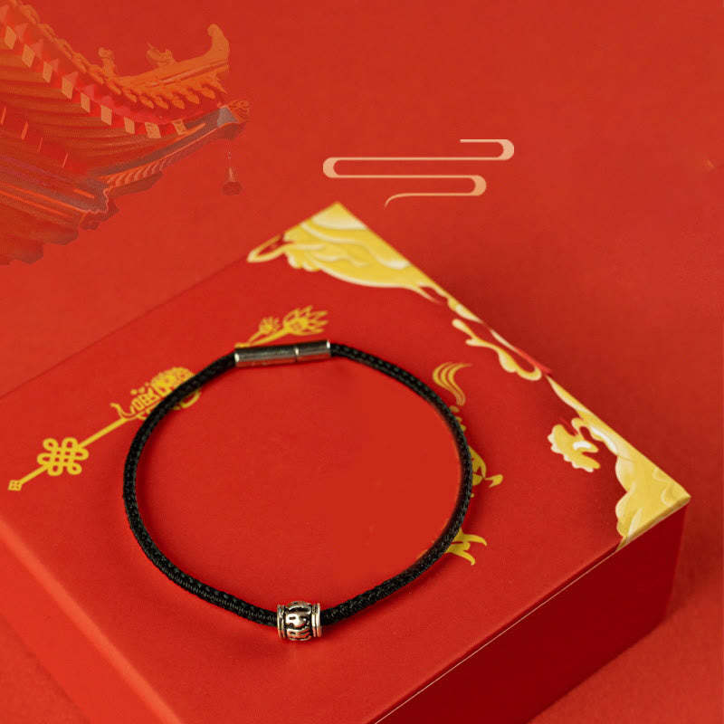Red String Black String Six True Words 925 Sterling Silver Peace Bracelet