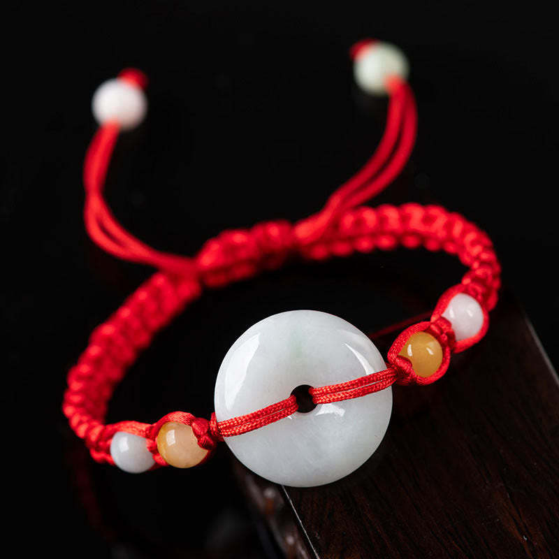 Jade Peace Buckle Luck Red String Bracelet