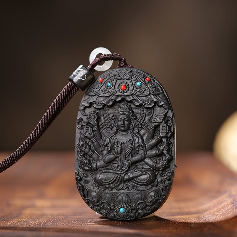Chinese Zodiac Natal mystic zen Agarwood Om Mani Padme Hum Lotus Peace Necklace Pendant