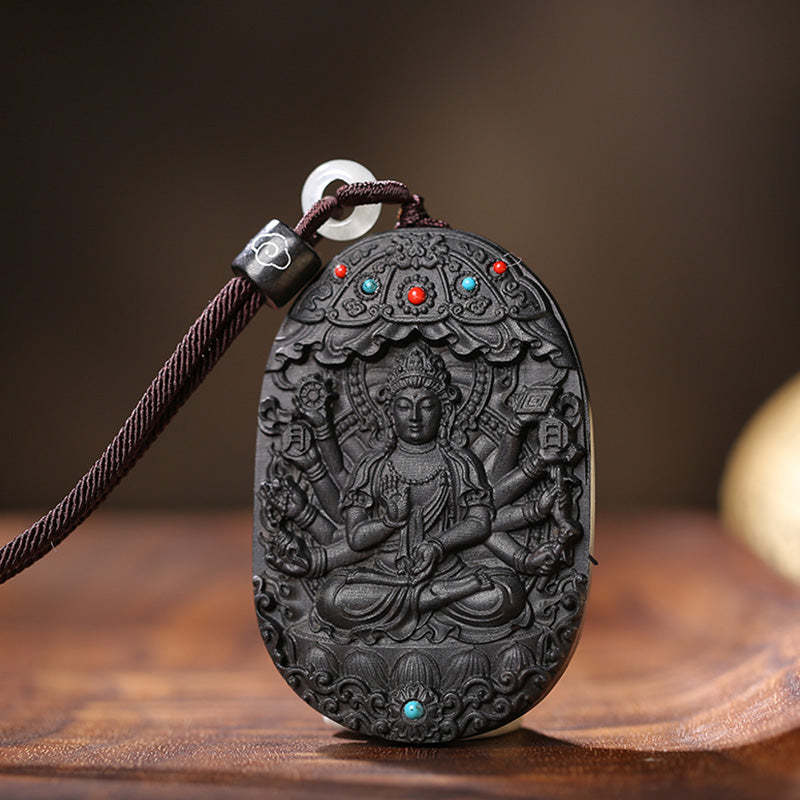 Chinese Zodiac Natal mystic zen Agarwood Om Mani Padme Hum Lotus Peace Necklace Pendant