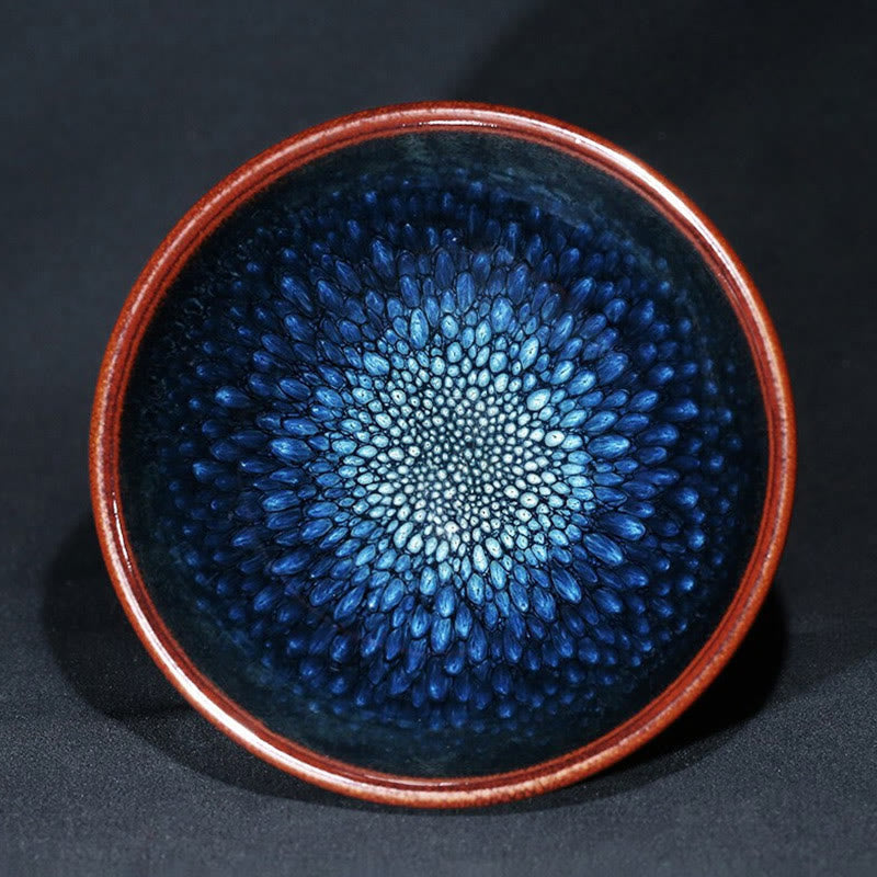 Handmade Blue Francolinus Spot Chinese Jianzhan Ceramic Teacup Kung Fu Tea Cup Bowl