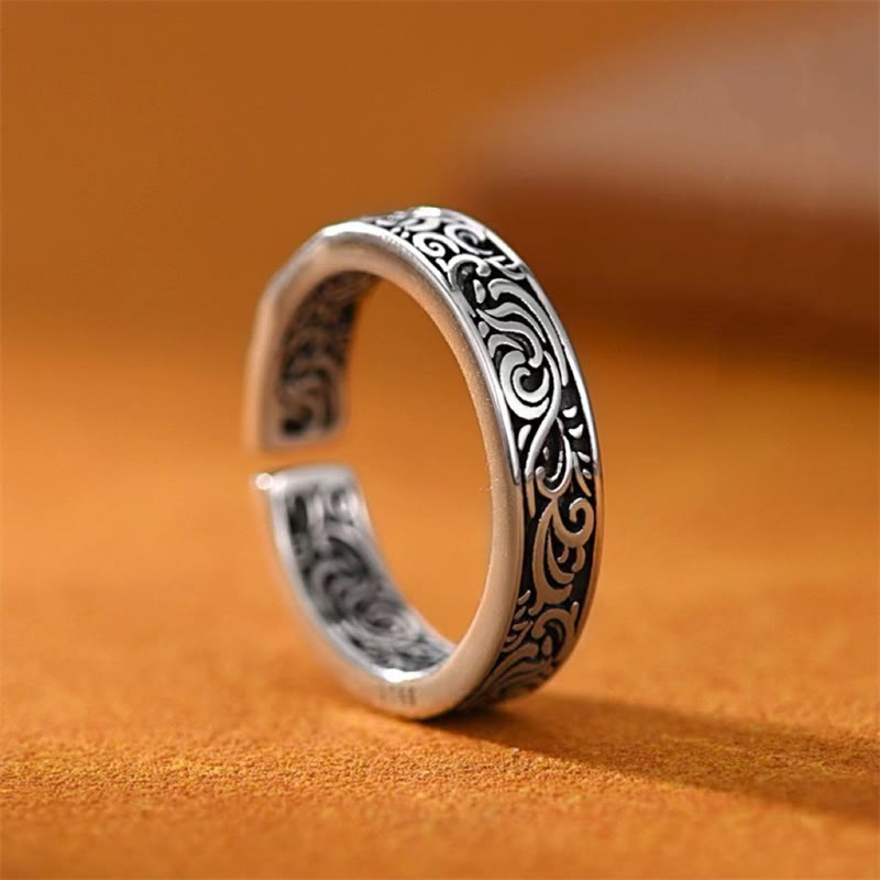 Tang Dynasty Flower Design Copper Luck Adjustable Ring
