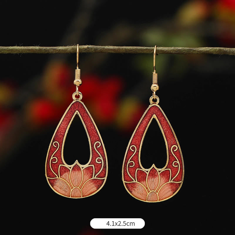Lotus Butterfly Flower Alloy Copper Enlightenment Drop Earrings