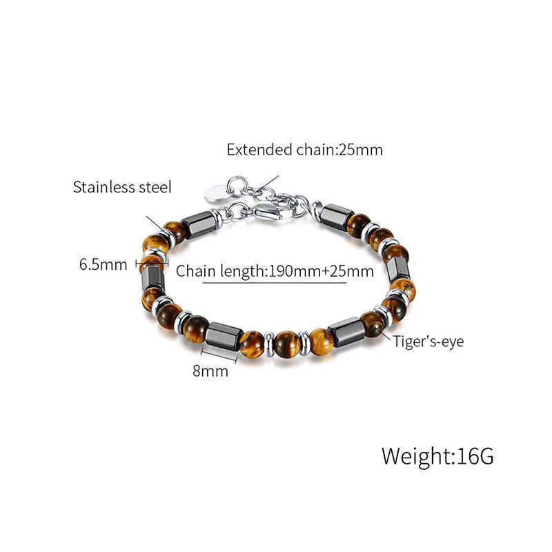 Tiger Eye Hematite Strength Buckle Chain Bracelet