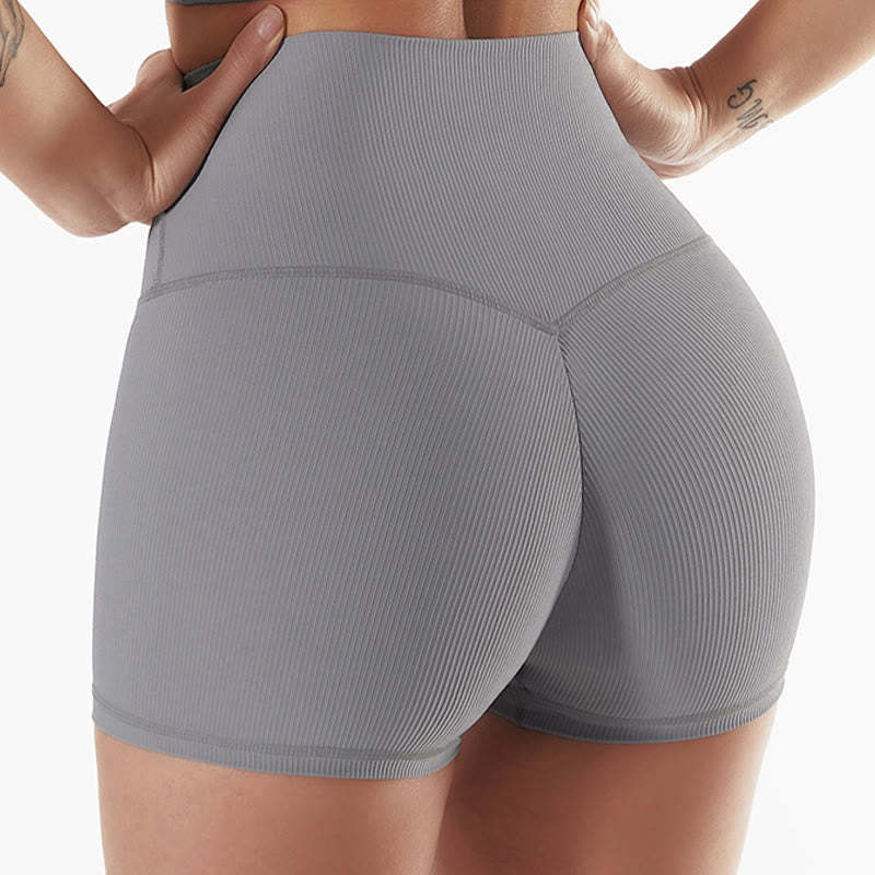 Ribbed Long Sleeve Crop Top T-shirt Shorts Sports Fitness Gym Yoga Outfits