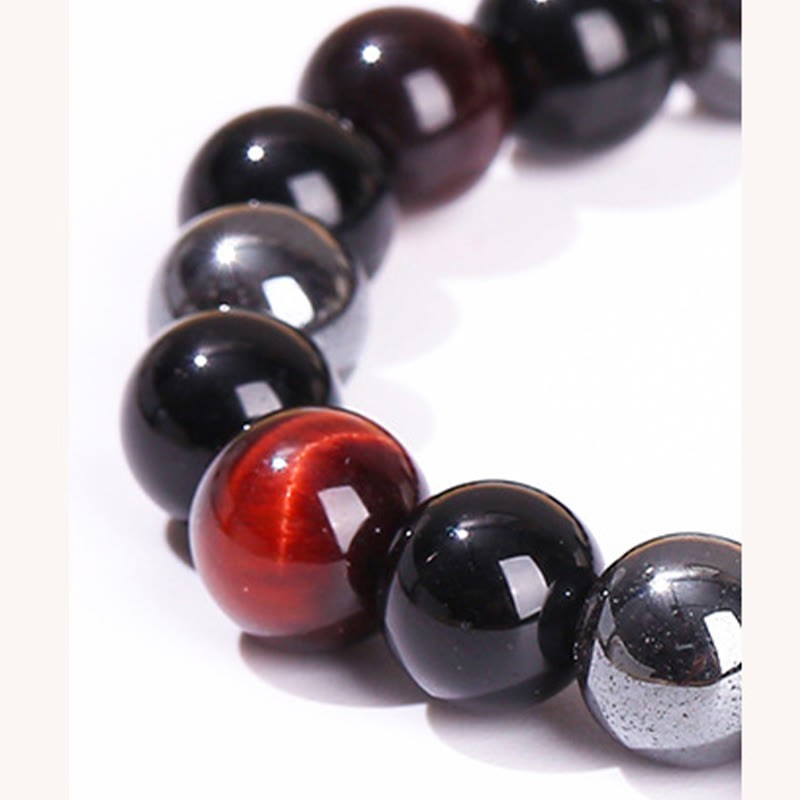 Natural Tiger's Eye Obsidian Hematite Positive Powerful Bracelet