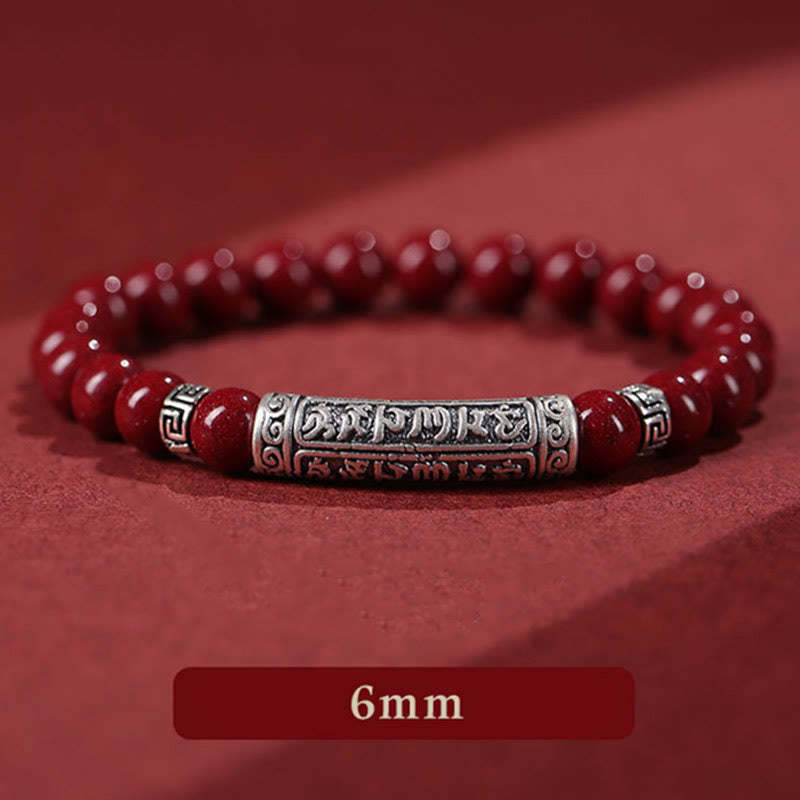 Cinnabar 999 Sterling Silver Six True Words Blessing Bracelet