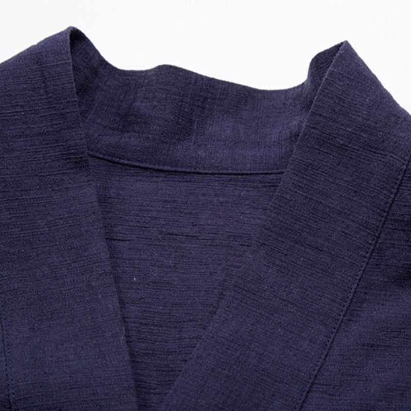 Men's Short Sleeve Shirt With Pocket V Neck Cardigan Comfort Cotton Linen Shirt