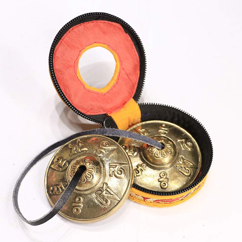 Tibetan Tingsha Bell Six True Words Dragon Copper Balance Decoration With Bag