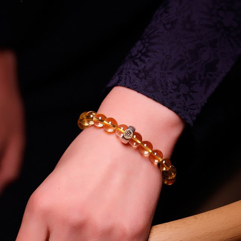 925 Sterling Silver Chinese Zodiac Natal mystic zen Citrine Protection Bracelet