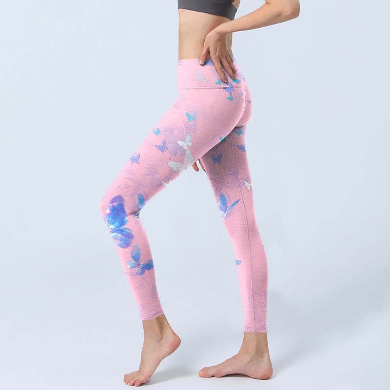 Butterfly Print Gym Leggings Women's Yoga Pants