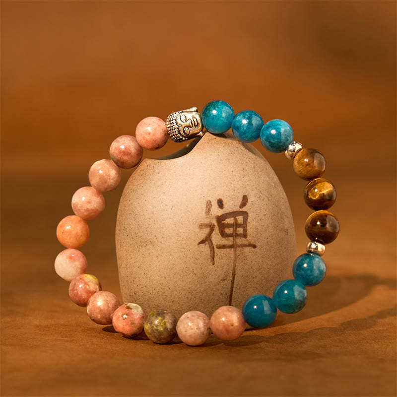 Natural Black Onyx White Stone Green Aventurine Tiger Eye Agate Mixed Color mystic zen Head Protection Bracelet