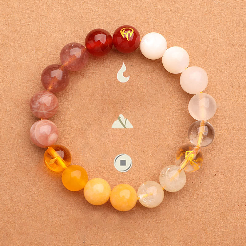 Five Elements Various Agate Crystal Sun Stone Wisdom Bracelet