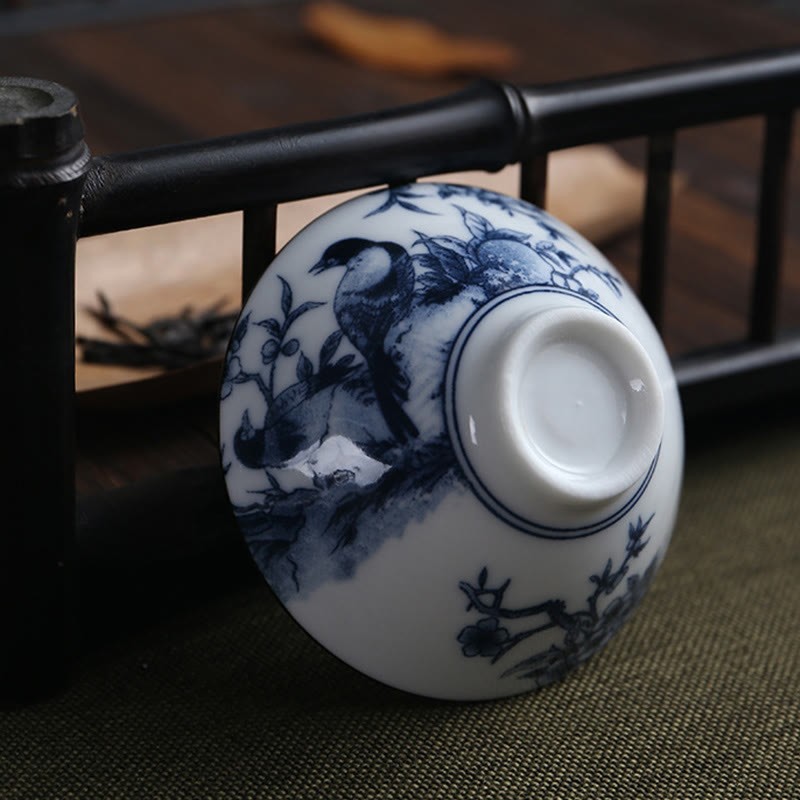 Flowers Fu Character Mountains Lotus Cherry Blossoms Ceramic Teacup Kung Fu Tea Cup