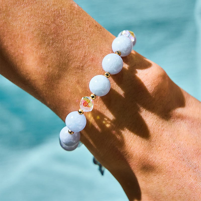 Blue Crystal Amethyst Sun Stone Green Aventurine Healing Bracelet