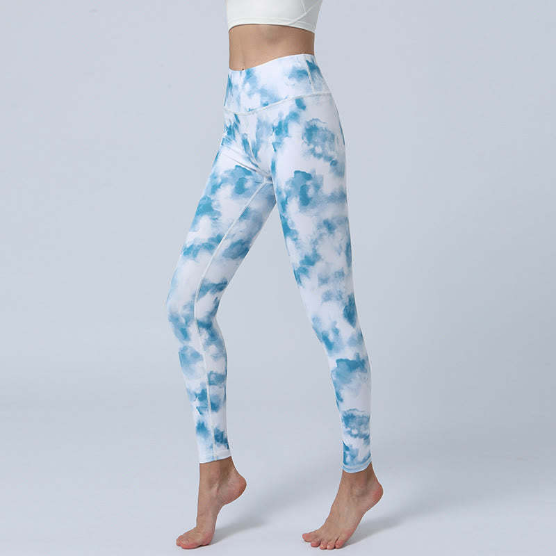 Flowers Leaves Print Sports Fitness Yoga High Waist Leggings Women's Yoga Pants