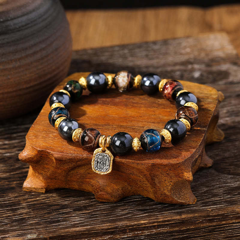 Tibetan Zakiram Goddess of Wealth Liuli Glass Incense Ash Porcelain Bead Luck Bracelet (Extra 30% Off | USE CODE: FS30)