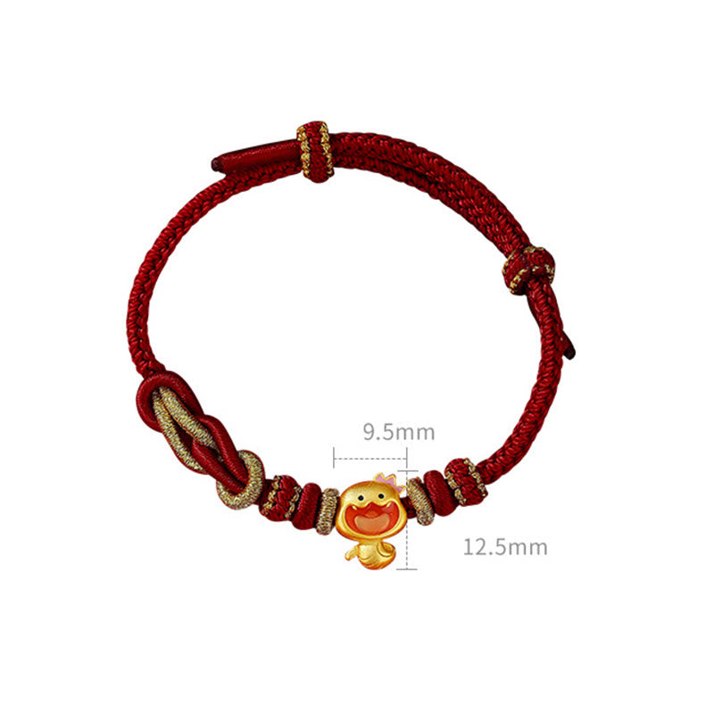 Red String 925 Sterling Silver Year of the Snake Cute Crown Snake Strength Bracelet