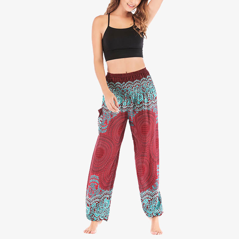 Round Geometric Pattern Loose Casual Harem Trousers High Waist Women's Yoga Pants