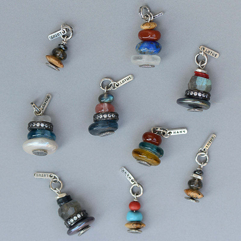 Zen Cairn Labradorite Various Crystals Calm Pendant Necklace