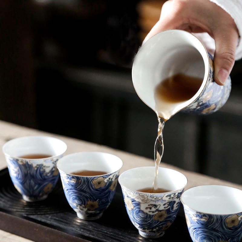 Vintage Ocean Sea Waves Ceramic Teacup Tea Cups