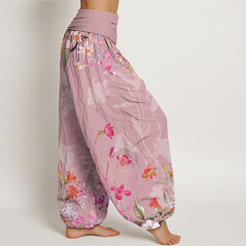 Flowers Totem Pattern Women's Elastic Waist Harem Pants