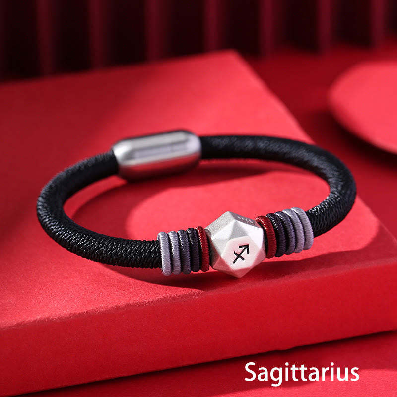 999 Sterling Silver 12 Constellations of the Zodiac Blessing Handmade String Bracelet