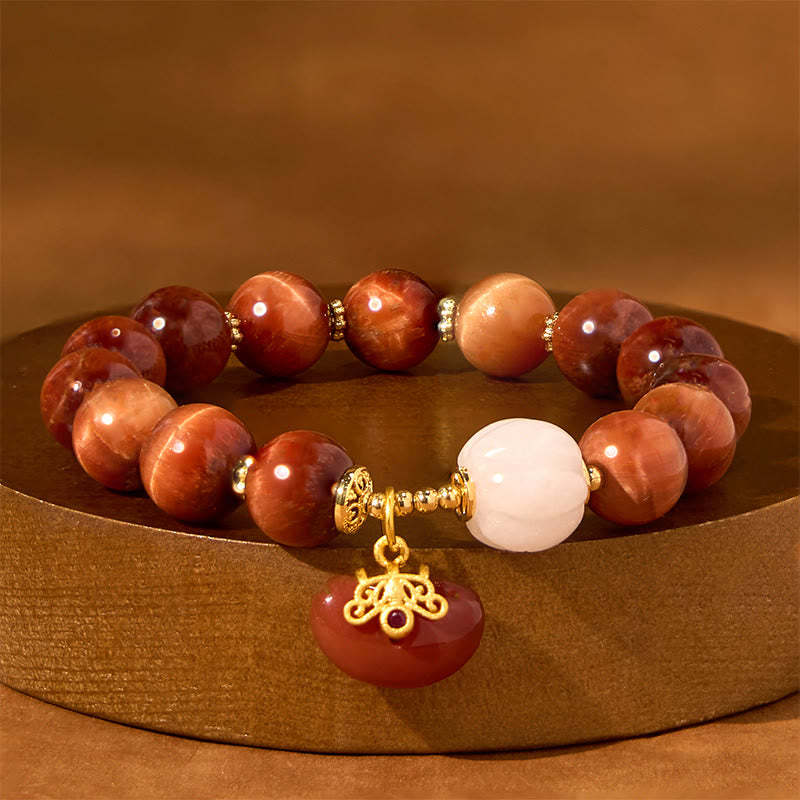 Natural Red Tiger Eye Pumpkin Calm Bracelet