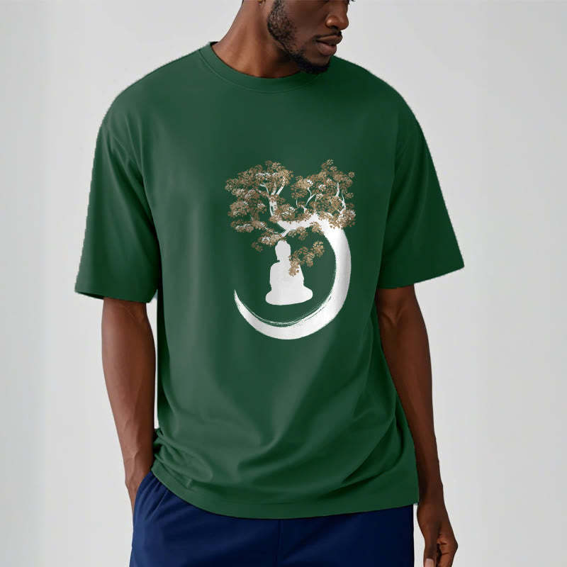 mystic zen Sitting Under The Tree Cotton Tee T-shirt