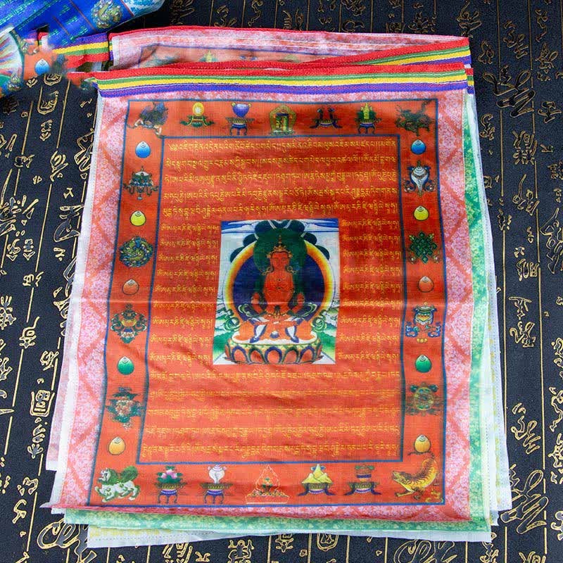Tibetan 5 Colors Windhorse mystic zen Tara Scriptures Healing Auspicious Outdoor Prayer Flag